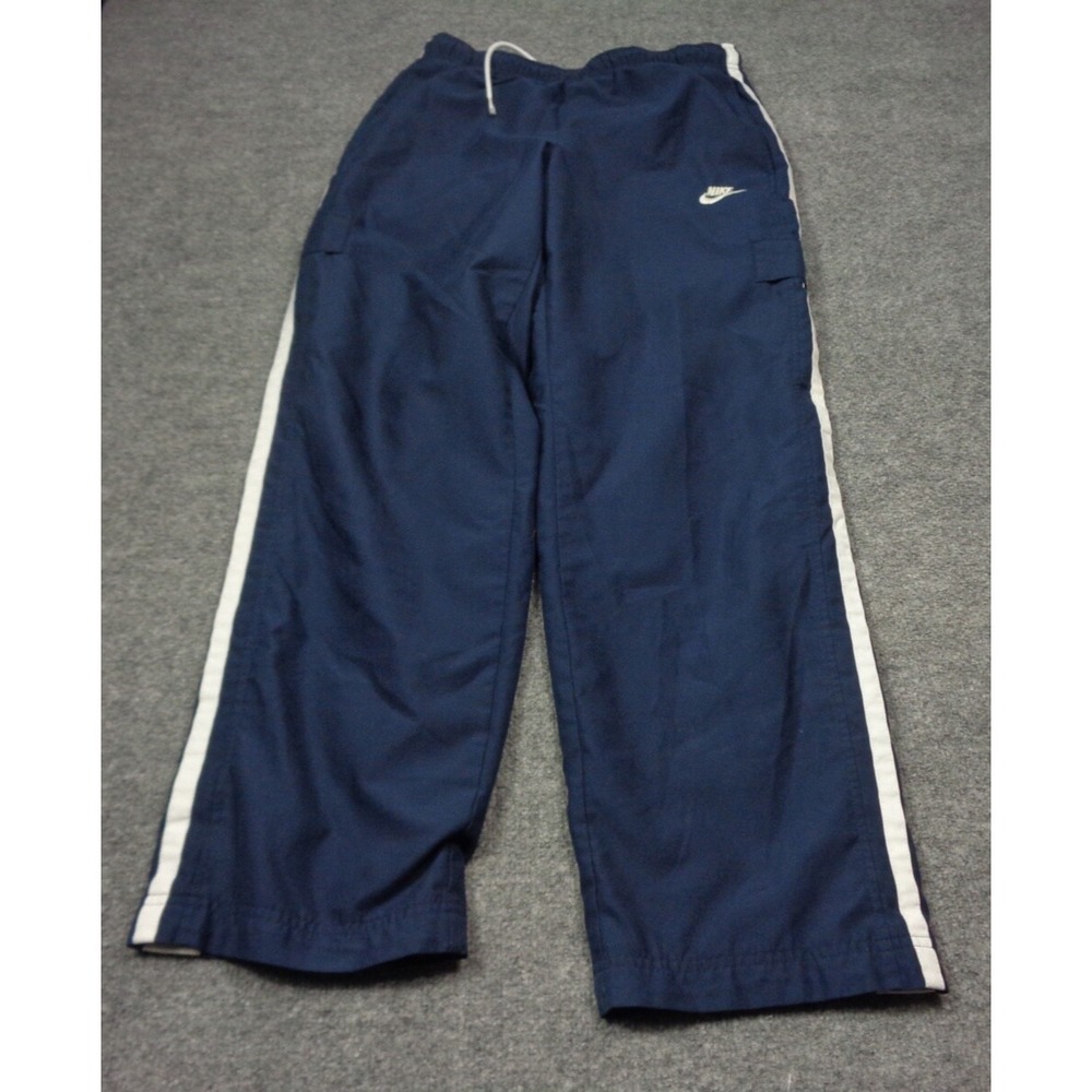 Vtg Nike Pants Mens M‎ Blue Windbreaker Cargo Pockets Warm Up Track Baggy Y2K